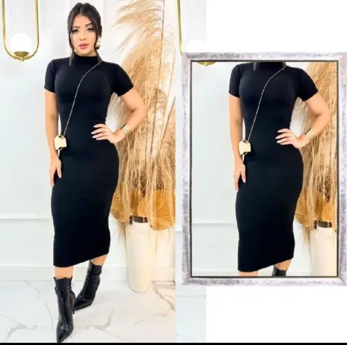 Vestido feminino midi cancelado com manga elegante e ousadia