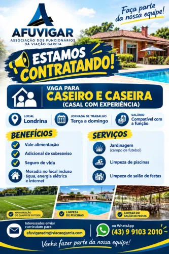 CASEIRO E CASEIRA COM EXPERIÊNCIA (CASAL/ FAMÍLIA)