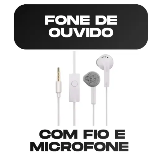 Fone de Ouvido P3 com Microfone PlugX 3,5mm Branco