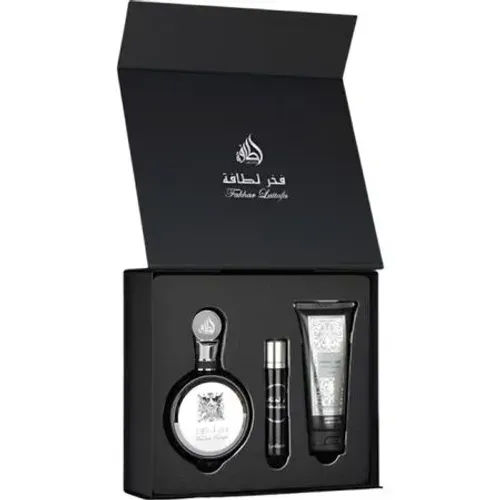 Kit Lattafa Fakhar Black 100ML+Travel 12ML+Gel de banho 100ML