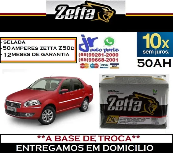 Bateria Automotiva 50AH Zetta 12v Siena