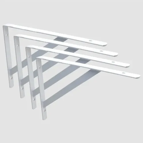 4 Mãos Francesas de 30cm Brancas para Prateleira de Madeira