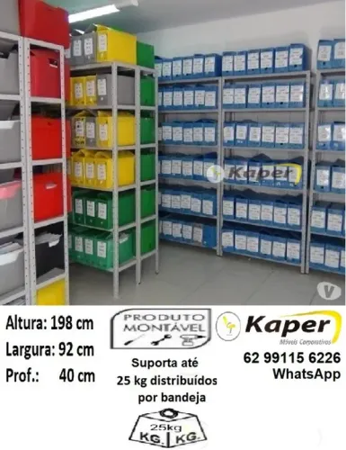 Estante de aço / prateleira de aço P- 40 c/ reforço ( novo ) Promoção