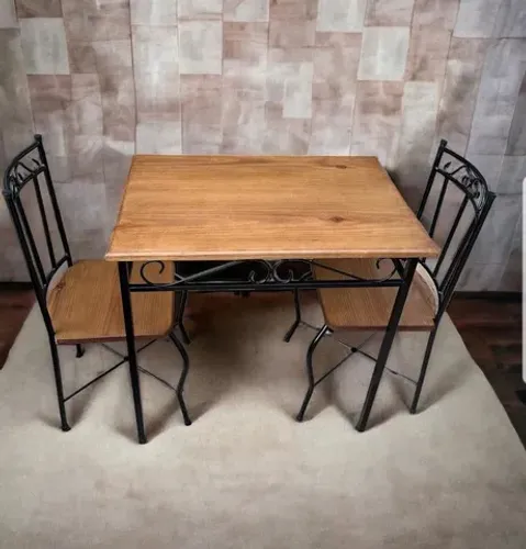 Jogo De Mesa Com 2 Cadeiras Rústico 