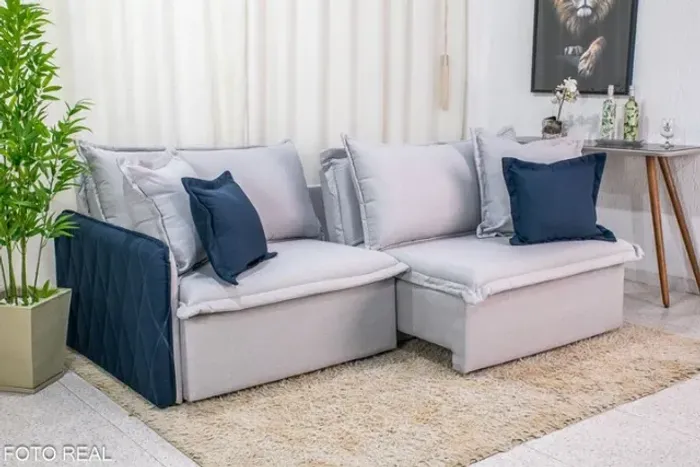 Sofá Retrátil Reclinável e Sofá Cama 2.20m Blog Linho Azul Frete Grátis