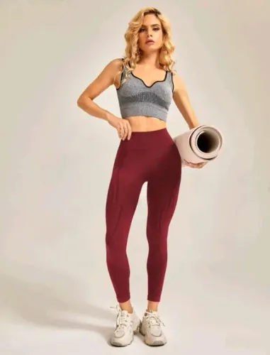 CALÇA LEGGING CINTURA ALTA LEVANTA BUMBUM-ESPORTIVA -ACADEMIA- YOGA- VERMELHA