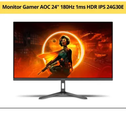 Monitor AOC 24 pol., FullHD, 180Hz, 1ms, IPS, DisplayPort e HDMI, HDR, Novo, Lacrado