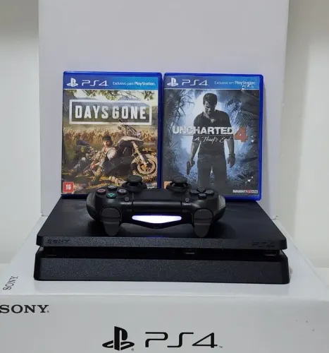 PS4 Slim 1TB c/ Garantia + Jogo. Temos LOJA FÍSICA. Final de Semana de Ofertas!!