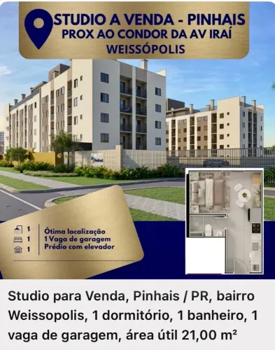 Apartamento Studio com garagem - Av Irai, Pinhais-PR