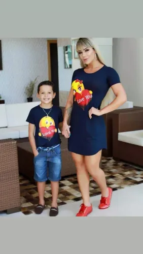 Conjunto mãe e filho - Love You - Azul