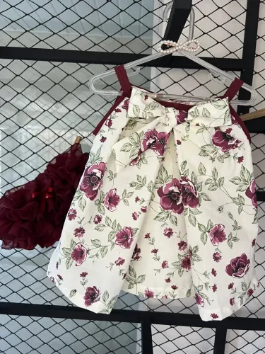 Conjunto bebê menina calcinha bunda rica e blusinha infantil com laço