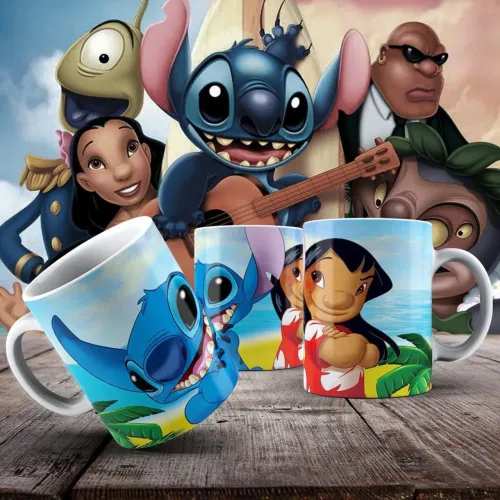 Caneca Stitch e Lilo - Coleção Disney