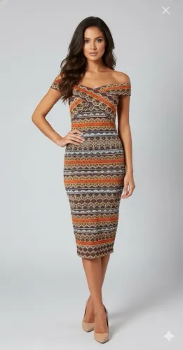 Vestido midi tam M estampa étnica Farm NOVO