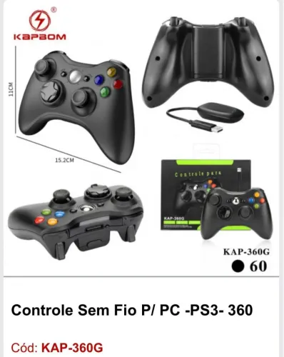 Controle Sem Fio P/ PC -PS3- 360 KAP-360G