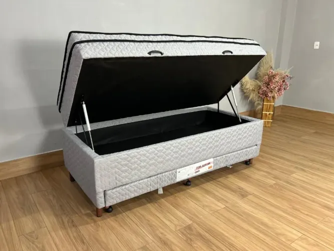 Cama Box Baú Sublime Molas Solteiro Com Auxiliar