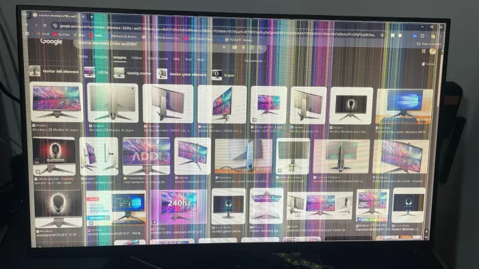 Monitor Alienware AW2518HF 240Hz - Com defeito no painel + Base original Perfeita