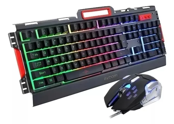Kit Gamer Exbom BK-G3000 Teclado Semi Mecânico Metal + Mouse 3.200DPI - WZetta