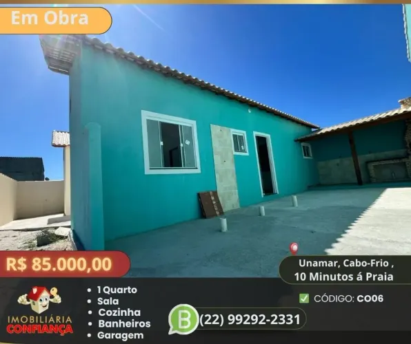 Imóvel para venda possui 70 metros quadrados com 1 quarto em Unamar (Tamoios) - Cabo Frio