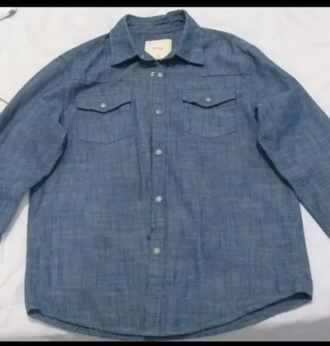 Camisa jeans social de manga comprida 12 anos