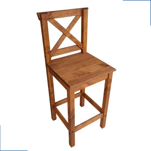 Banqueta Alta Madeira Encosto Design Clássico