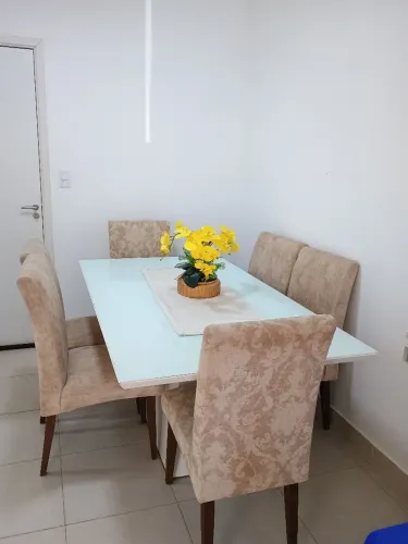 Mesa tampo vidro branco leitoso 1,80x1,20