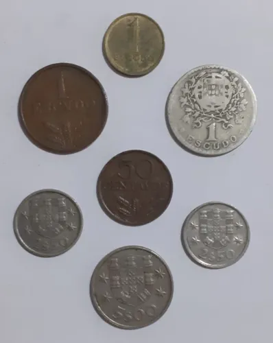 Lote 7 Moedas Portugal 0,5 / 1 / 2,5 / 5 Escudos