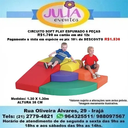 Circuito Espumado Circuito Infantil Soft Play 6 peças