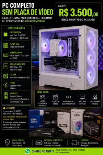 PC INTEL i7 64GB RAM NVME 1TB