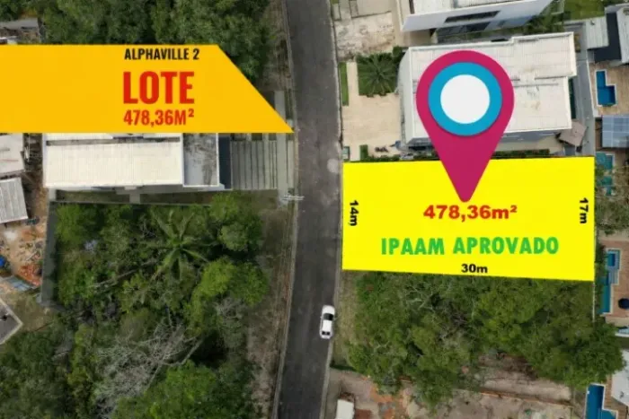 Lote 478m² c/ Lincença Aprovada no IPAAM no Cond. Alphaville Manaus 2