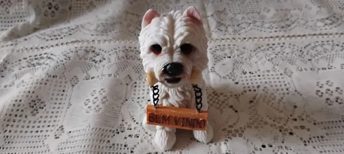 Cachorro de Resina - Placa Bem Vindo 