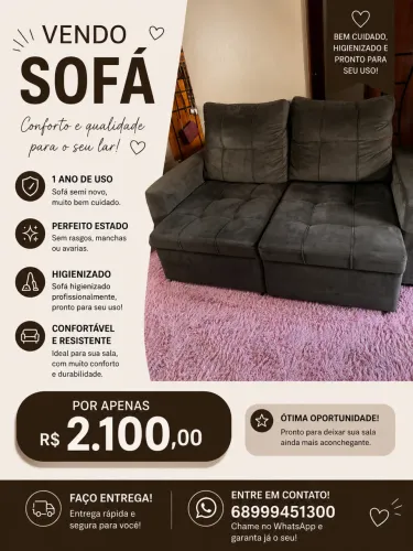 Sofá Semi Novo em Perfeito Estado Brasiléia