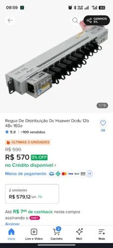Regua De Distribuição Dc Huawei Dcdu 12b 48v 160a