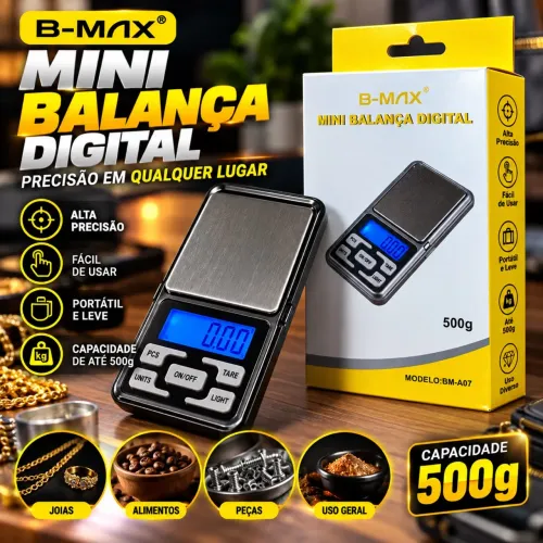 Balança digital de bolso pesa até 500 gramas