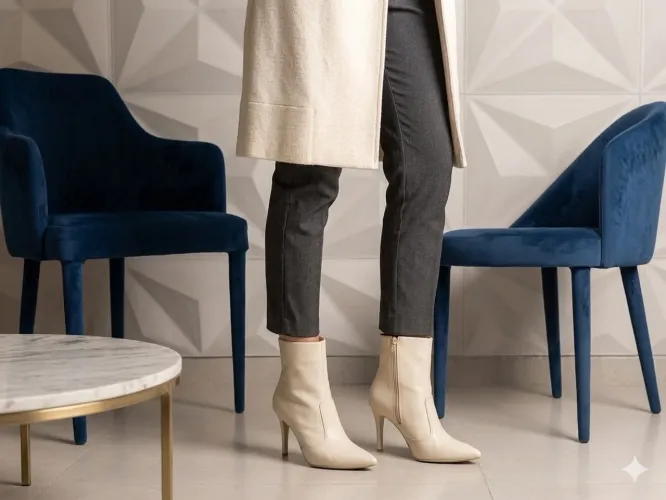 Bota Feminina Off White Salto Fino | 36