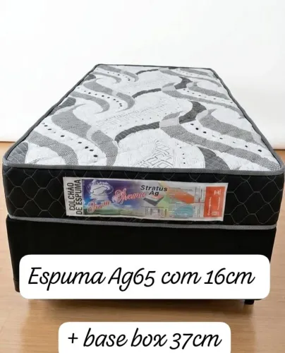 Kit Colchão Ag65 com 16cm + base Box madeira eucalipto pronta entrega suporta até 300k