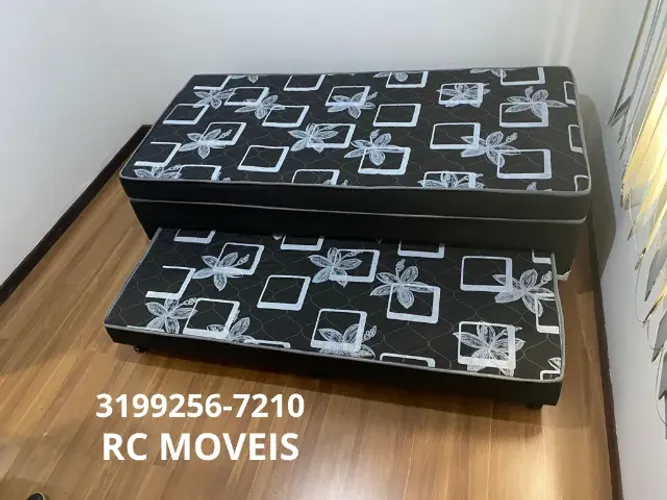 Cama Box Solteiro Bibox 88x1.88 com Cama Auxiliar e Colchão D33