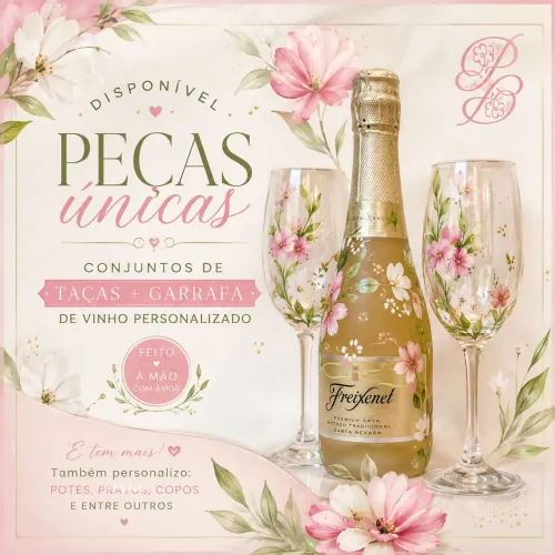Conjunto de taças + vinho personalizados perfeito para presentear e datas especiais