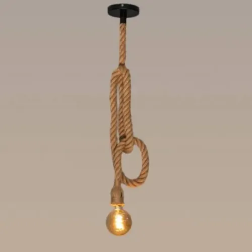 Pendente de corda rústica com 2 lâmpadas