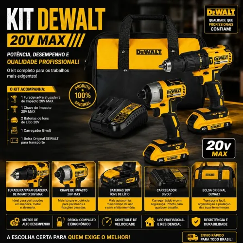 Kit DEWALT 20V MAX - Potência e Qualidade Profissional