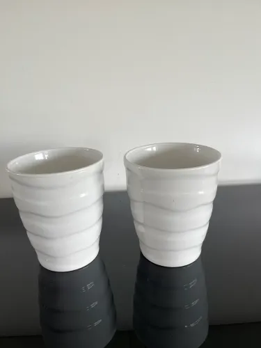 02 Cachepô porcelana branca pote planta 