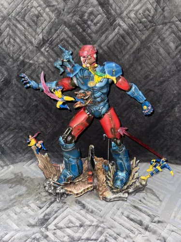 Diorama Sentinela vs X-Men | 50 cm | Resina 3D | Pintado à Mão