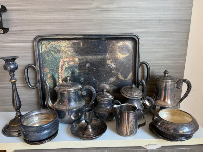 Conjunto Metal Prateado (Europeu )