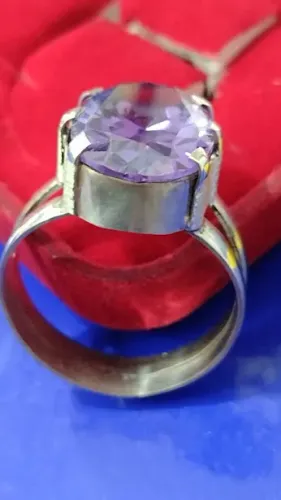 Anel Prata 950 Pedra Zircônia Lilás, Rosa, Branca e Outras Cores 18 x 8 mm