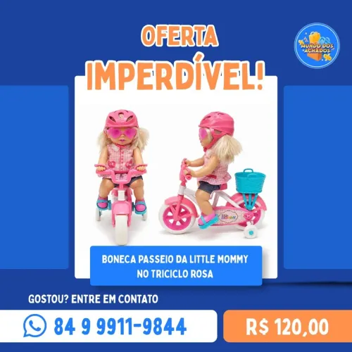 Boneca Little Mommy Triciclo Rosa