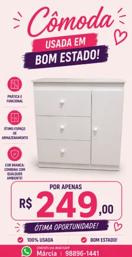 CÔMODA 3 GAVETAS E 1 PORTA (BRANCA)