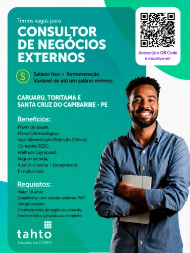 CONSULTOR DE NEGÓCIOS - CARUARU, TORITAMA E SANTA CRUZ DO CAPIBARIBE /PE