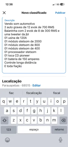 Vendo som automotivo 