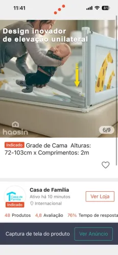 Grade MÓVEL BERÇO E CAMA