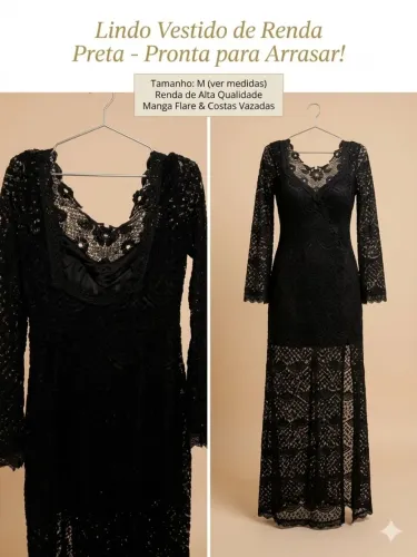 Vestido de festa preto com renda