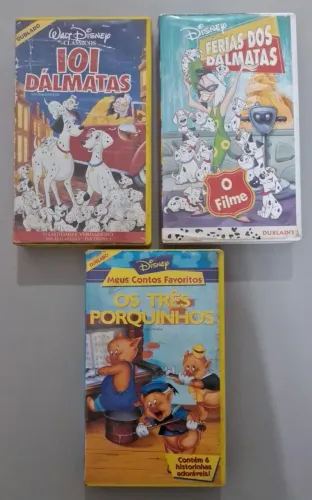 VHS Disney 101 Dálmatas, Férias dos Dálmatas O Filme e Os Três Porquinhos